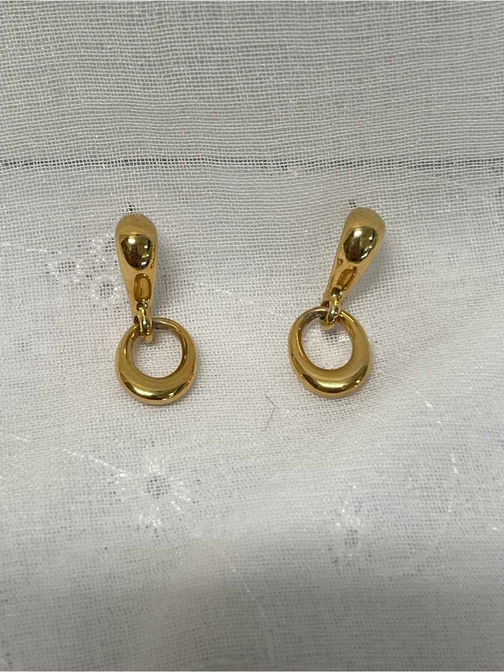 Vintage Gold-tone Door Knocker Stud Earrings